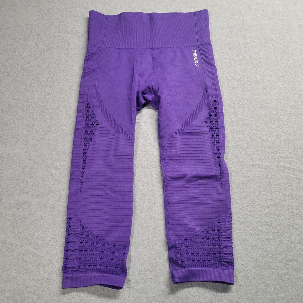 Gymshark Cropped‎ Seamless Perforated Leggings Purple Women's Size Large Gym